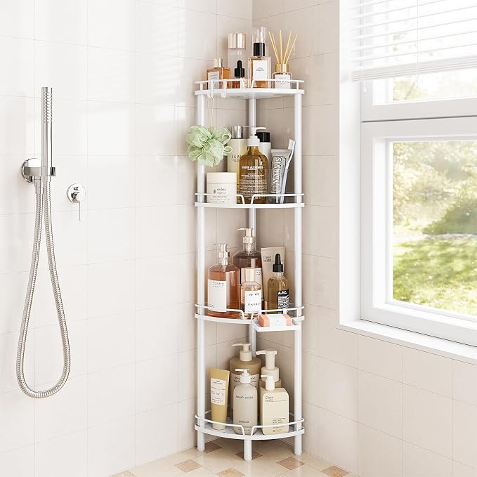 ELYKEN Corner Shower Caddy Standing, 4 Tier Rustproof Metal Shower Organizer by ELYKEN
