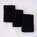 PÜSKÜL Organic Waffle Hand & Kitchen Towel 100% Turkish Cotton Set of 3 Black by P%C3%BCsk%C3%BClTextile