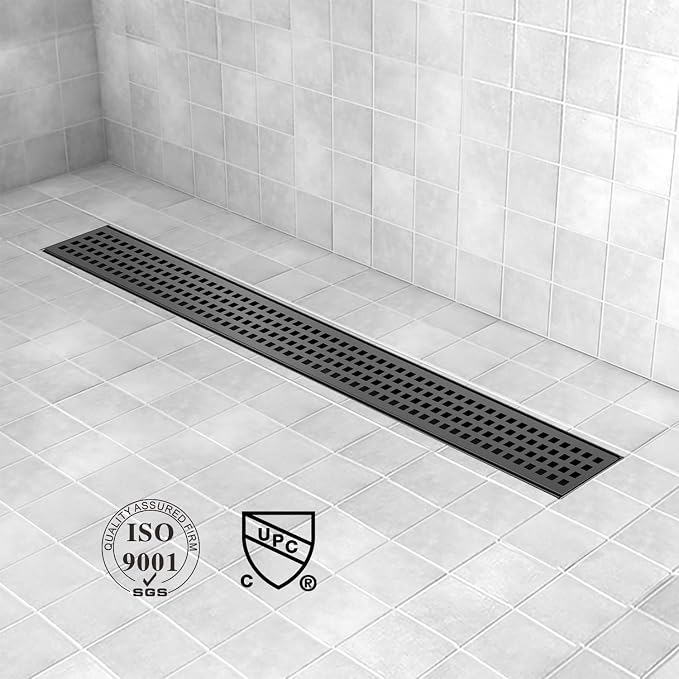 Offset Linear Shower Drain, Matte Black Shower Drain 60 inch - Image 7