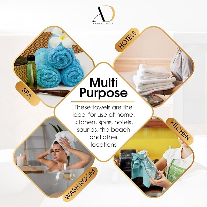 Ample Decor Washcloth Set of 200 White 100% Cotton - Image 3