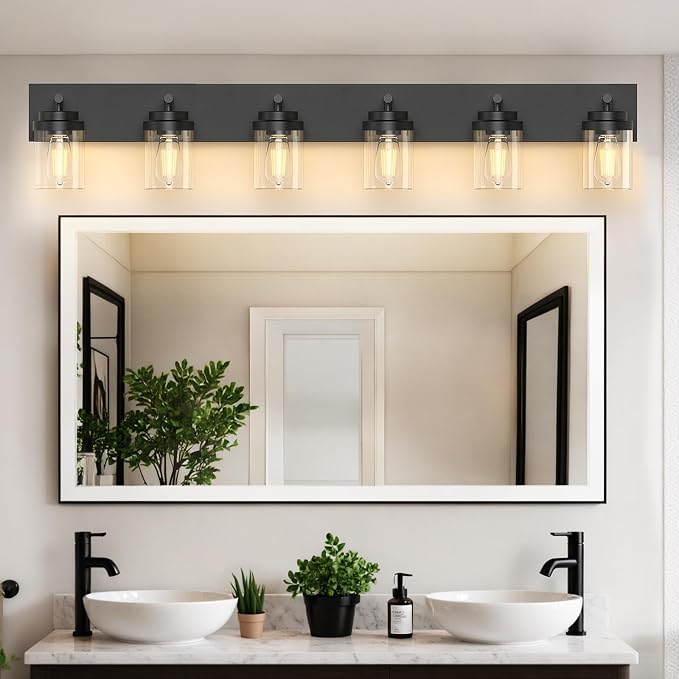 IZORRO Bathroom Vanity Light Fixture, 6-Light 43 Inch Matte Black Bathroom - Image 5