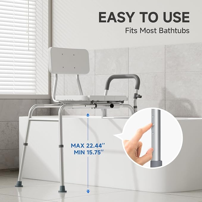 Tub Transfer Bench and Sliding Bathtub Shower Chair - Image 3