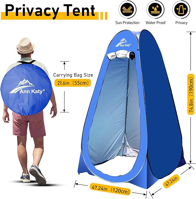 Pop up Privacy Shower Tents for Camping, Portable Dressing Changing Tent - Image 3