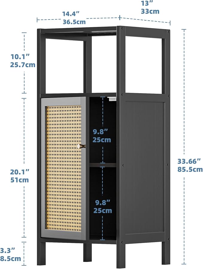 HITNET Bamboo Floor Cabinet, Small Bathroom Storage Cabinet - Image 3