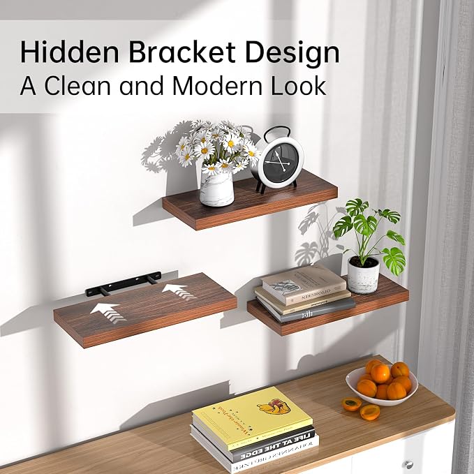 BAYKA Floating Shelves for Wall, Wall Mounted Rustic Wood Shelves for Bathroom - Image 7