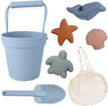 BLUE GINKGO Modern Baby Sand Toys | Travel Friendly | Silicone Bucket, 4 Molds by BLUEGINKGO