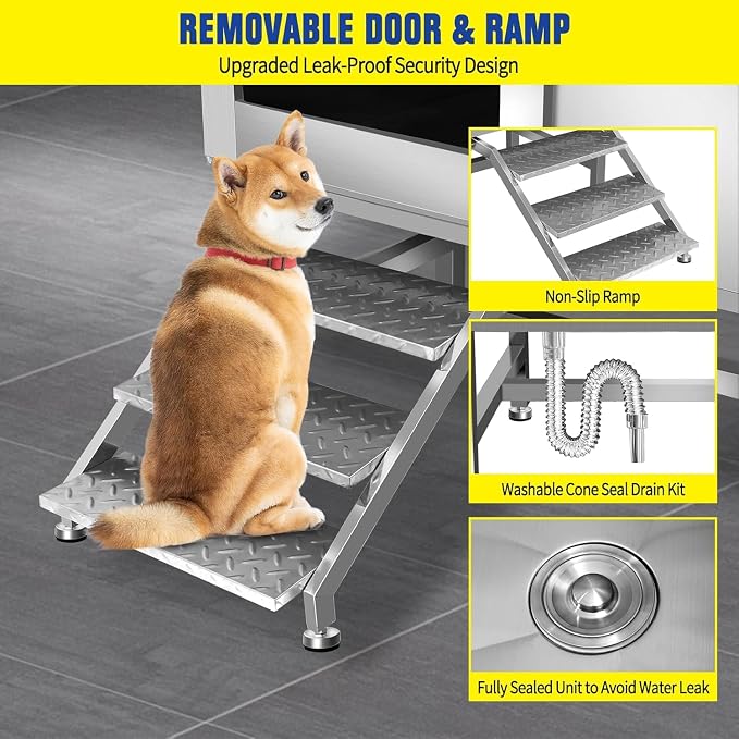 50" Stainless Steel Dog Washing Station, Pet Grooming Tub - Image 3