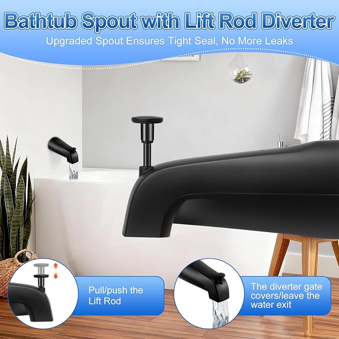 3 Piece Bathroom Fixture Set in Matte Black Shower Arm - Image 3