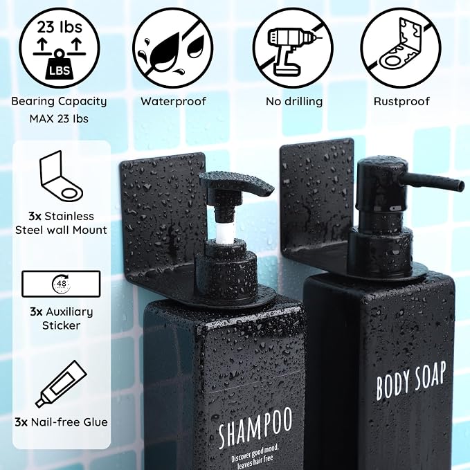 Segbeauty Stainless Adhesive Bottle Holder, Dia 1.1in 2.8cm Lotion Bottle Wall - Image 3