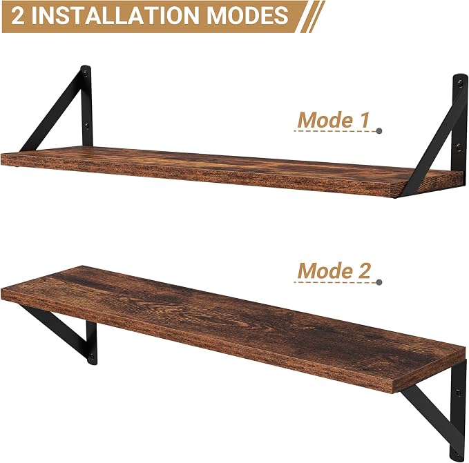 Heimlove Floating Shelves for Wall, 24 Inch Long Wood Floating Shelves Set of 3 - Image 5
