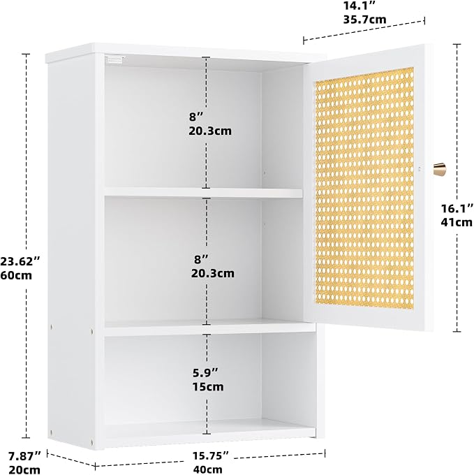 Bathroom Wall Cabinet, Bamboo Over-The-Toilet Storage Organizer - Image 3