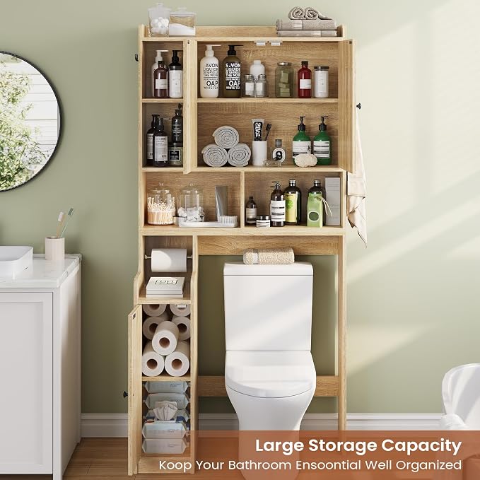 Itaar Over The Toilet Storage Cabinet, Farmhouse Rattan Bathroom Cabinet - Image 3