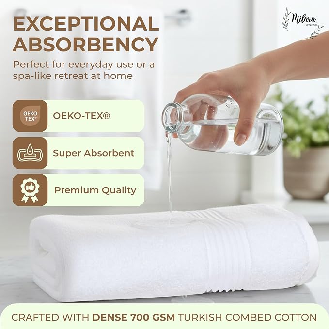 Milara Turkish Super-Plush Bathroom Hand Towels Set 2-Piece | Premium Cotton - Image 9