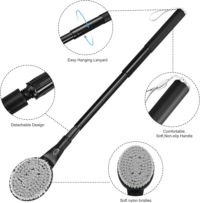 Back Scrubber Anti Slip for Shower, 25.7” Telescopic Back Bath Brush for Shower - Image 3