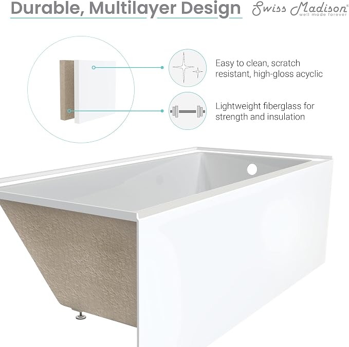 Voltaire 60" X 32" Right-Hand Drain Alcove Bathtub - Image 7