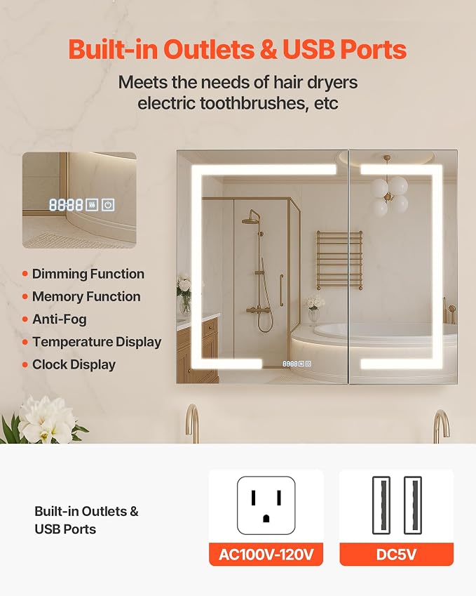 VEVOR Lighted Medicine Cabinet - Image 7