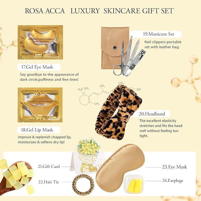 Leopard 32 Pcs Facial Skin Care Set, Spa & Self-Care Gifts, Bath and Body Gifts - Image 6