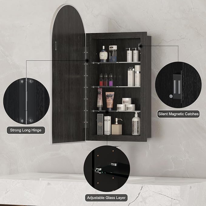 Arched Medicine Cabinet with Mirror, Recessed Medicine Cabinet Mirrors - Image 5