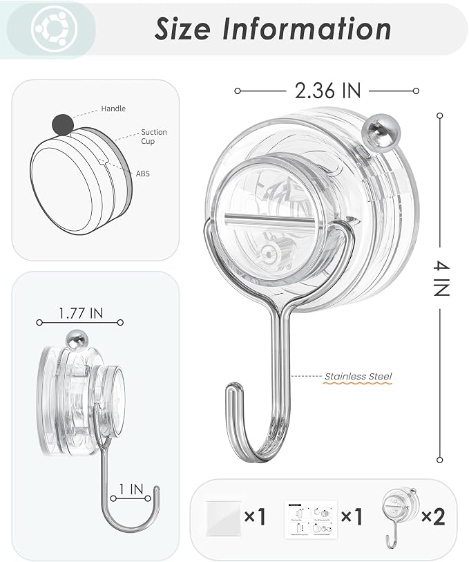 Suction Cup Hooks for Shower, Upgrade Clear Suction Towel Hooks Heavy Duty - Image 8