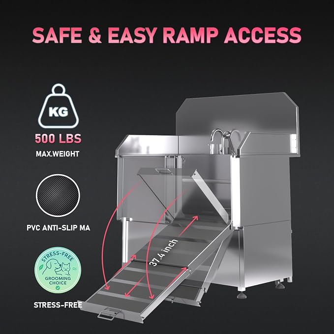 Dog Washing Station – 50 inch Professional 304 Stainless Steel Grooming Tub - Image 5