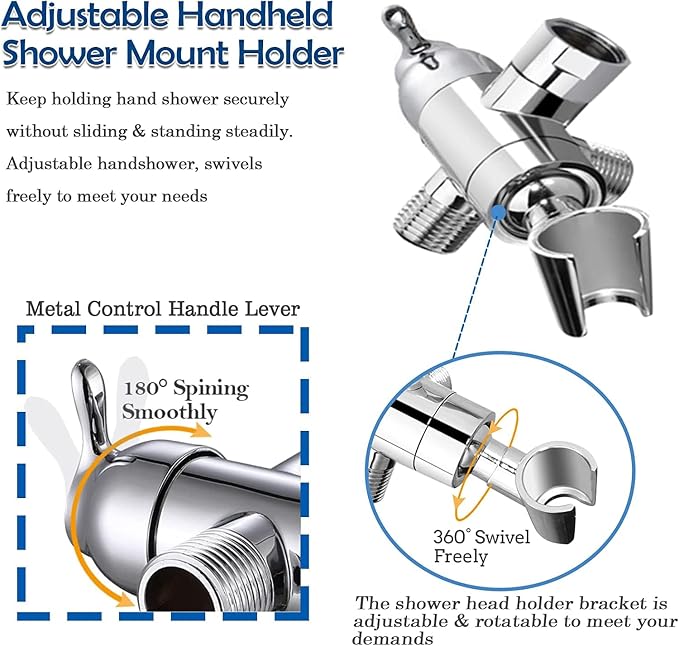 Shower Arm Diverter with Handshower Mount, G1/2 Brass Shower Diverter Valve - Image 2