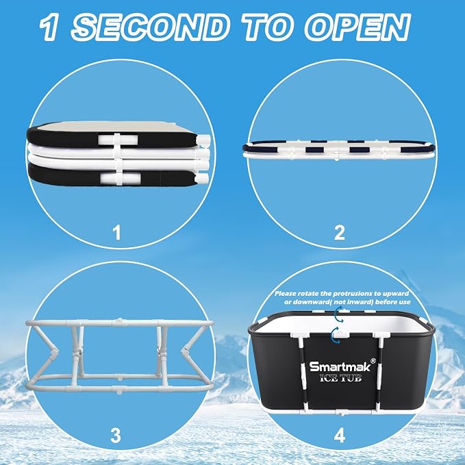 Smartmak Ice Bath Tub with Cover, Portable XL Large Cold Plunge Tub - Image 6