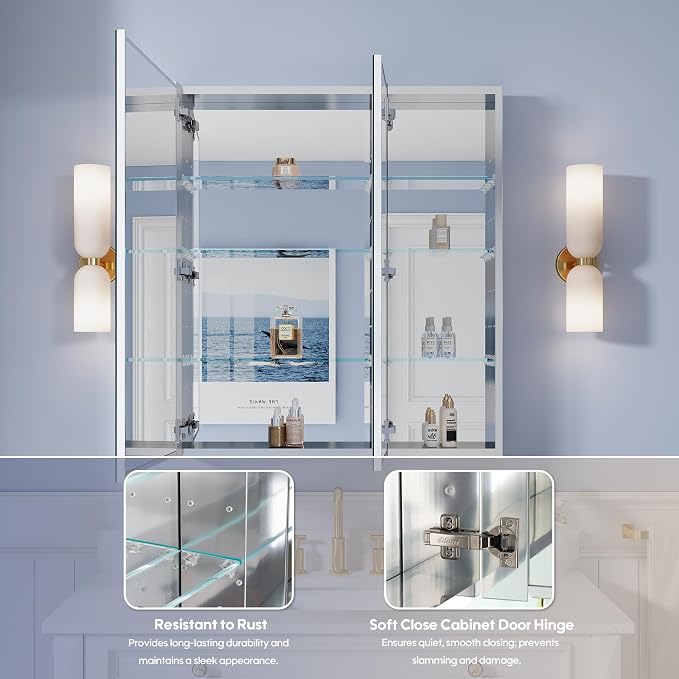 WELLFOR 32" x 36" Bathroom Medicine Cabinet - Image 4