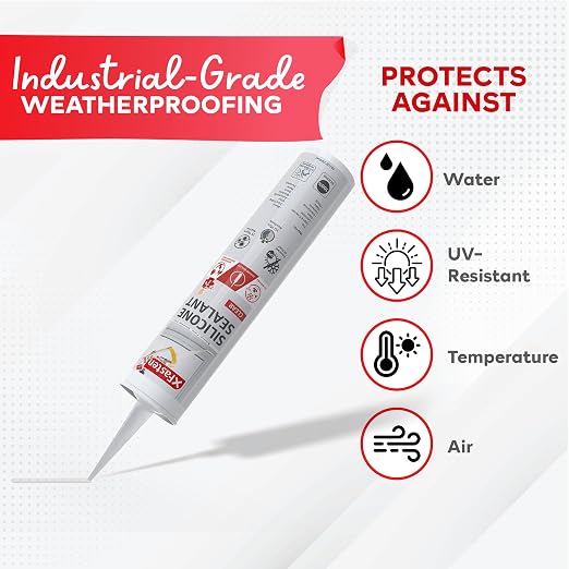 XFasten Clear Silicone Caulk Neutral Cure 10.1 oz 100% Waterproof Silicone - Image 6