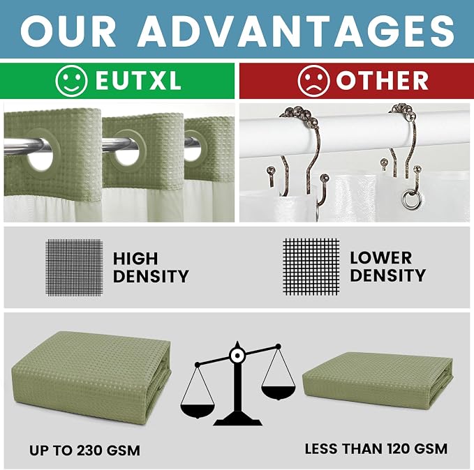 Sage Green Hotel Shower Curtain - Image 2