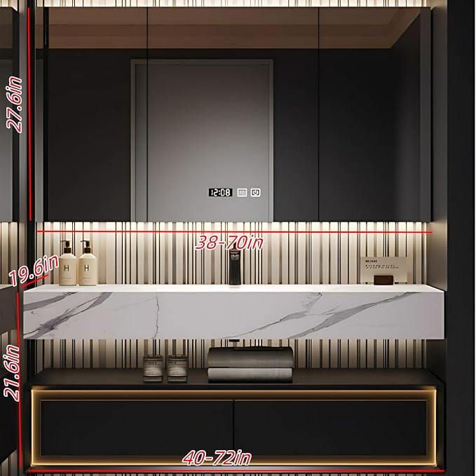 68IN Black Floating Bathroom Vanity - Image 2