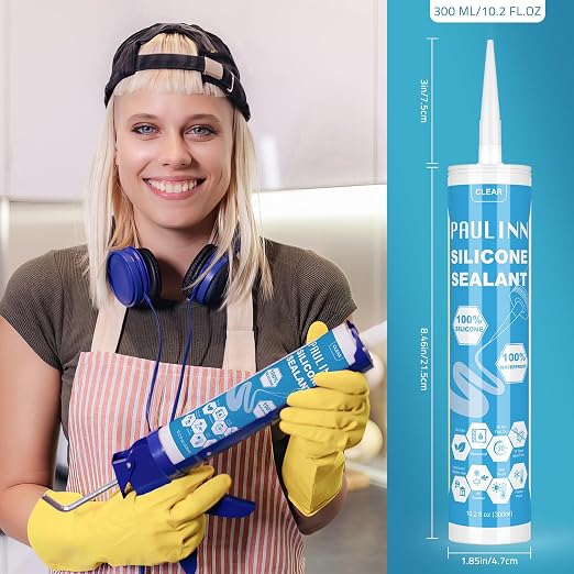 PAULINN Silicone Sealant, 100% Silicone Caulk Clear Waterproof - Image 4