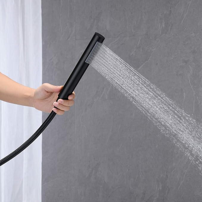 Freestanding Bathtub Faucet Tub Filler Black Floor Mount Brass Single Handle - Image 6
