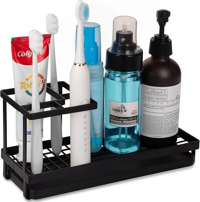 Matani Black Toothbrush Holder for Bathroom Sink, Countertop Organizer by Matani