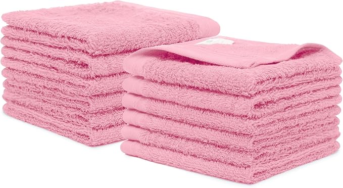 100% Cotton Washcloths Set 13” x 13” | Pink Rose Towels | Set of 12 Ultra Soft - Image 5