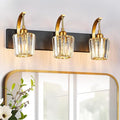 Modern Bathroom Vanity Light, 3-Light Black Gold Wall Sconce by FDPBY