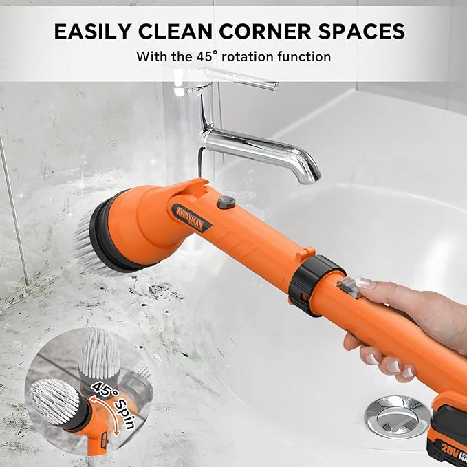 1000RPM Electric Spin Scrubber, 20V Cordless Cleaning Brush - Image 5