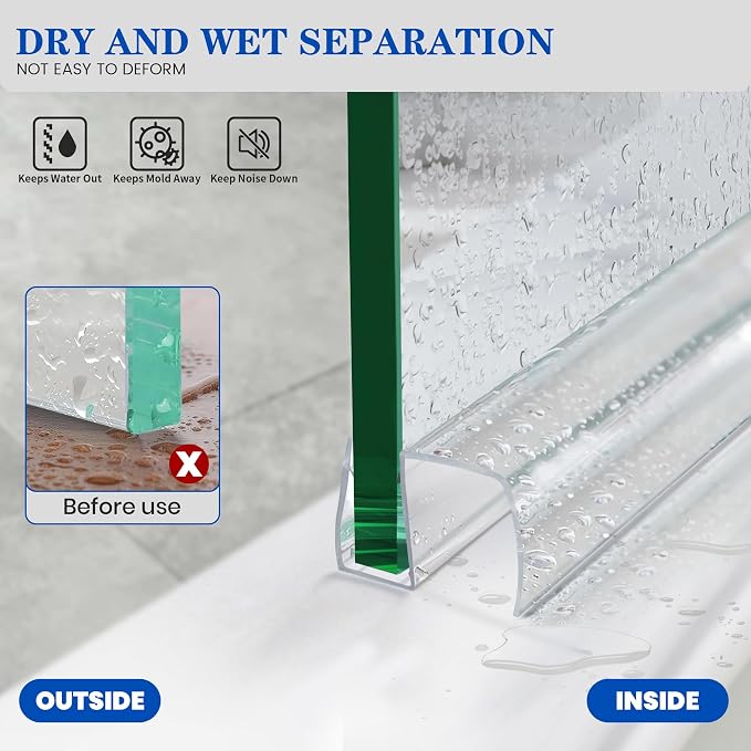 Bathroom Framless Shower Glass Door Bottom Seal Strip, to Stop Water Leakage - Image 4