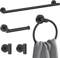 Lairuier 5 Pieces Matte Black Bathroom Accessories Set, 23.6 Inch Bath Towel by LairuierBathroomHardwareSet