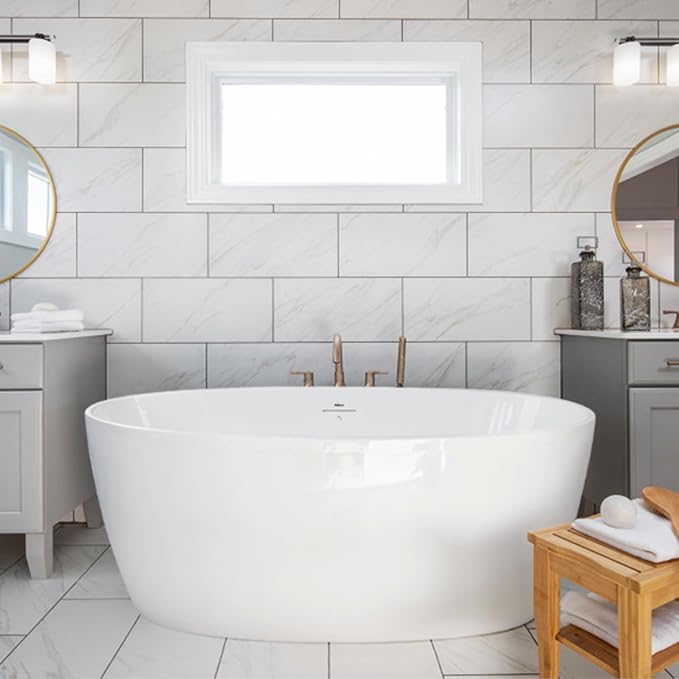 FerdY Tahiti 59" Acrylic Freestanding Bathtub, Elegant Oval Shape Bathtub by FerdY