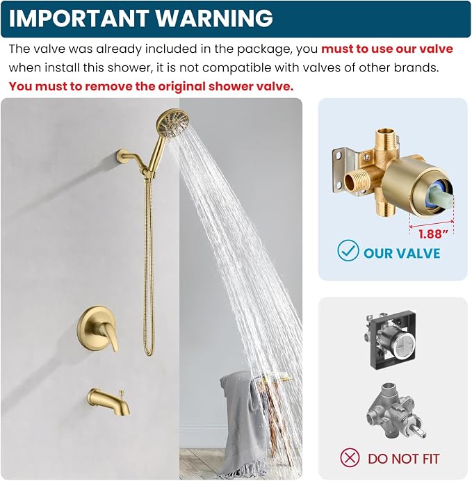 gotonovo Bathroom Shower Head Kit High Pressure Combo System Shower Faucet 6 - Image 2