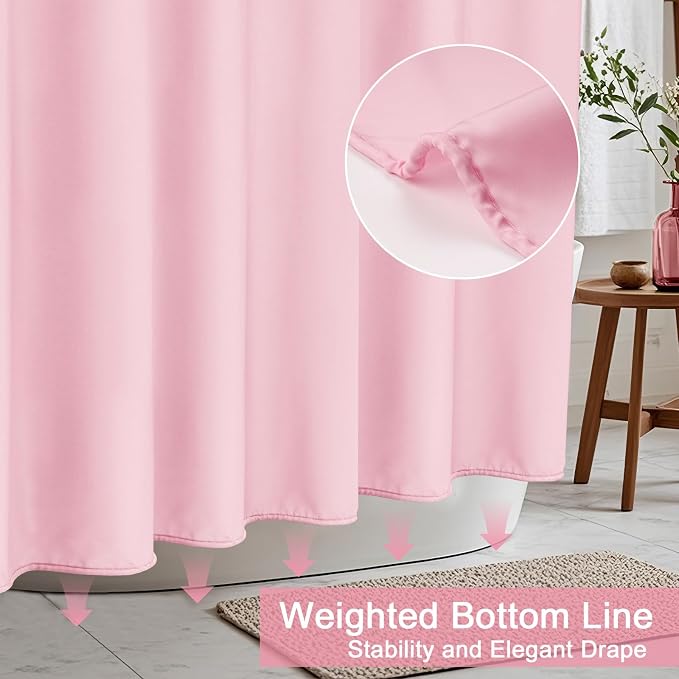 AooHome Extra Long 72x78 inch Shower Liner, Fabric Solid Color Shower Curtain - Image 3