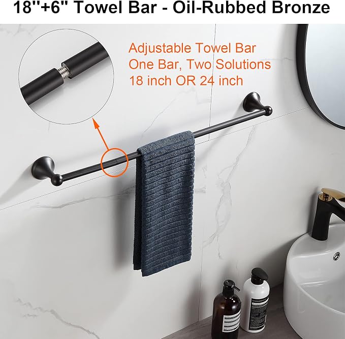 BGL Bathroom Hardware Set Oil-Rubbed Bronze Bath Towel Bars Adjustable - Image 2