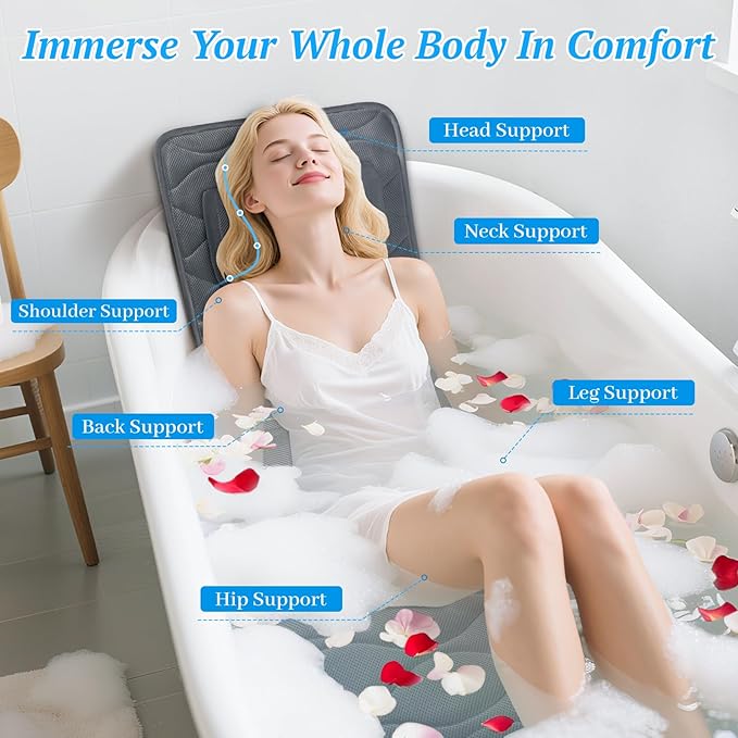Bath Pillow for Tub with Laundry Bag & 17 Non-Slip Suction Cups, Extra Thick - Image 7