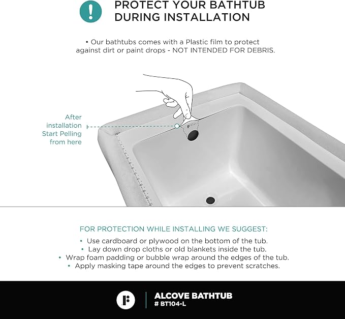 Fine Fixtures Drop In White Soaking Bathtub, Fiberglass Acrylic Material - Image 11