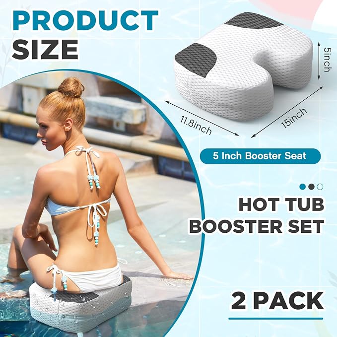 Suzile 2 Pcs Hot Tub Booster Seat Weighted Spa Bathtub Booster Inflatable - Image 2
