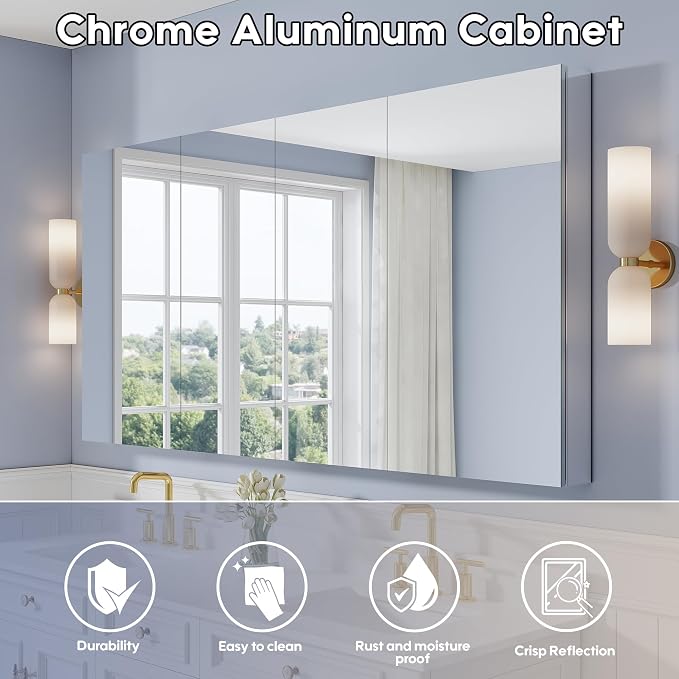 WELLFOR 72" x 36" Bathroom Medicine Cabinet - Image 3