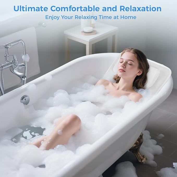 Full Body Bath Pillow for Tub, Soft Bathtub Pillow for Neck and Back Support - Image 6