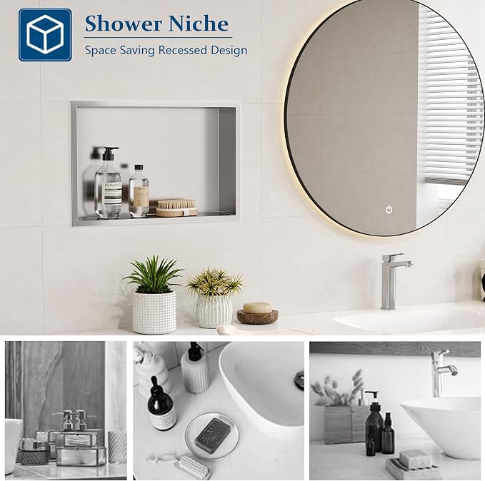 Neodrain Shower Niche, Bathroom Shelf Inner Size 18" X 12", Brushed Stainless - Image 5