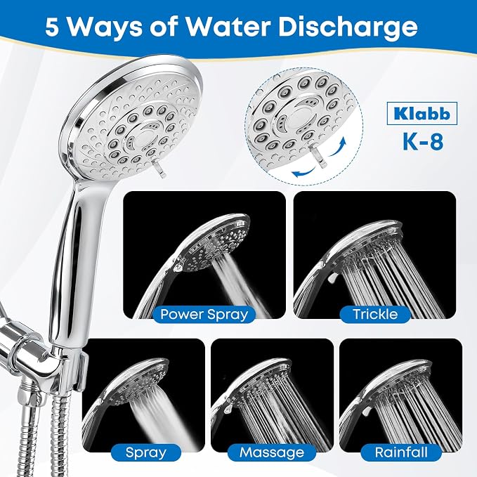 Klabb 4.3" High Pressure Handheld Shower Head - Image 6
