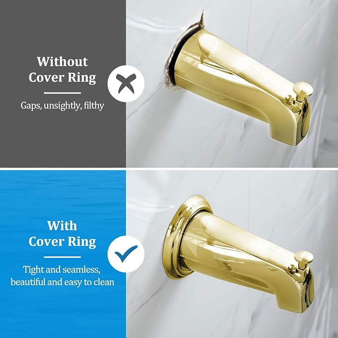 Enhon Metal Tub Spout Cover Ring, Bathroom Faucet Remodeling Wall Plate - Image 4